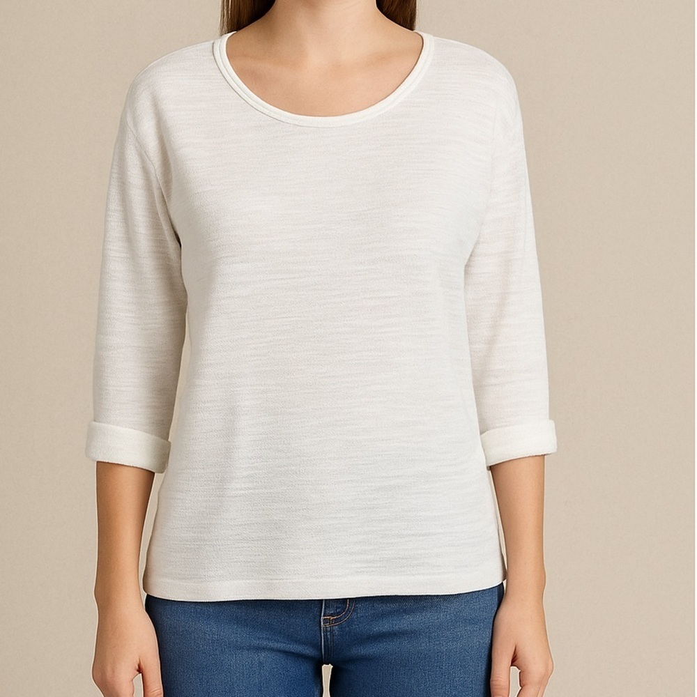 🧶 Forever 21 Women’s White ¾ Sleeve Lightweight Sweater – Size M